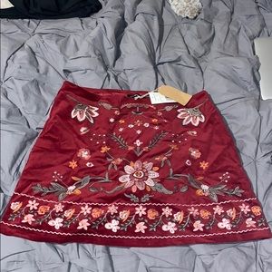 Corduroy embroidered mini skirt